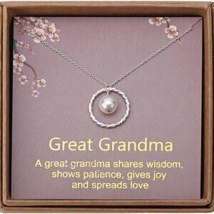 Sterling Silver Twisted Eternity Ring with Pearl & Great Grandma Necklace